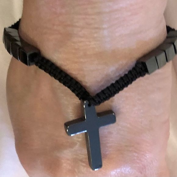 Natural stone crucifix pocket rosary bracelet - Picture 6 of 7